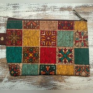 Cork Coin Purse Leather Look Patchwork Zipper Pouch Portugal Beautiful